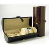 Travel Accessory Croco Calf Travel Jewel Roll in Black