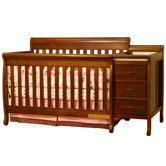 Athena Kimberly Convertible Crib and Changer Combo with Toddler Rail in Espresso