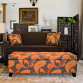 Kent Storage Bench Ottoman in Desert Sunset Brown Paisley