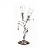 Flute Two Light Table Lamp in Aluminum