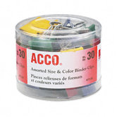 Binder Clips, Steel Wire, 1/2, 3/4, 1-1/2, Asst. Colors, 30/Pcs