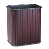 Rectangular Hardwood Wastebasket, 17 Qt