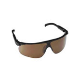 Safety Glasses With Black Frame With Adjustable Gray Temple Undermold And Bronze Lens