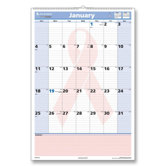Wall Calendar, Monthly, Cancer Awareness, Jan-Jan, 15-1/2"x22-3/4", 2013