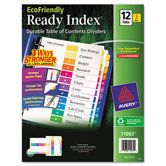 100% Recycled Ready Index Dividers, Multicolor 1-12, 11 x 8-1/2, 3 Sets/Pack