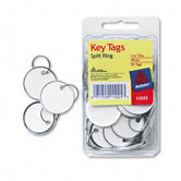 Metal Rim Key Tags, Card Stock/Metal, White, 50 per Pack