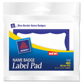 Name Badge Label Pads, 40/Pack