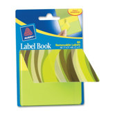 Label Book, Wavy, 80/PK, GN, 1"X3" NEYW/ 2"X3" NEGN