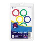 Color Coding Labels, 1-1/4" Dia., 400 Labels per Pack, Assorted