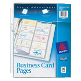 Business Card Binder Pages, 20 2 X 3 1/2 Cards/Page, 10 Pages/Pack