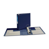 Heavy-Duty Vinyl EZD Ring Reference Binder, 3in Capacity, Navy Blue