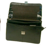 Flap-Over Key Lock Executive Leather Briefcase