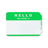 Hello My Name Is Badge, 3-1/2"x2-1/4", 100/BX, Green