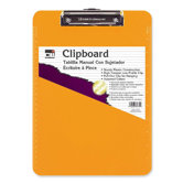 Plastic Clipboard, w/ Rubber Grip, Letter, Neon Orange