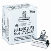 Bulldog Clips, Steel, 1" Capacity, 3"w, Nickel-Plated, 12/box