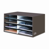 Decorative Eight Compartment Literature Sorter, Letter Size, Mocha Brown