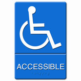 ADA Wheelchair Accessible Sign, Tactile Symbol/Braille, Molded Plastic, 6 x 9