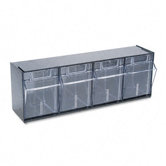 Tilt Bin Plastic Storage System with 4 Bins