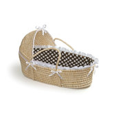 Hooded Moses Basket with Polka Dot Bedding