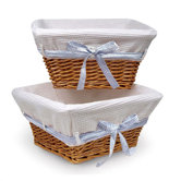 Natural Square Nursery Basket with White Waffle Liner