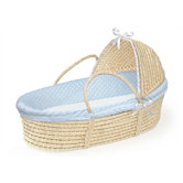 Hooded Moses Basket with Furry Dot Bedding
