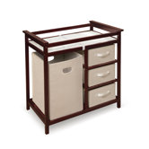 Modern Baby Change Table with 3 Baskets and Hamper