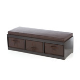 Kid's Storage Bench with Cushion and Three Bins