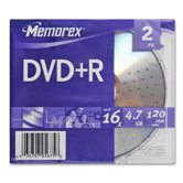 DVD+R, 16x, 4.7GB, 2 per Pack