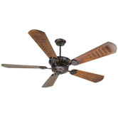 DC Epic 70" Ceiling Fan with Custom Carved Scalloped Walnut Blades in Oiled Bronze