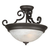 Three Arm Basic Alabaster 2 Light Semi Flush Mount