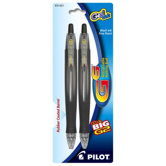 Gel Pen, Retractable, Fine Point, Black, 2-Pack
