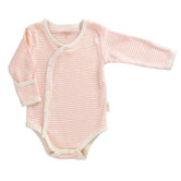 Tadpoles Organic Cotton Pinstripe Kimono-Style Bodysuit in Salmon