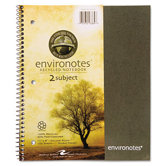 Environotes Wirebound Notebook, 9 x 11, 2 SUBJ, 80 Sheets, College, Assorted