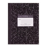 Compostion Book, Unruled, 20 lb., 80/Sheets, 10-1/4"x7-7/8", Black