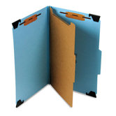 Four-Section Hanging Classification Folder, Pressboard/Kraft, Legal, Blue
