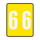 Color Coded Numeric Labels, 1-1/2"x1-7/8", 6, Yellow