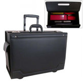Catalog Case on Wheels with Leather Trim