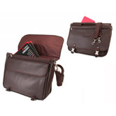 Leather Look Expandable Briefcase Messenger Bag in Mahogany