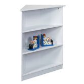 36" H Corner Three Tier Bookcase with Top Shelf in White