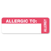 Medical Labels for Allergy Warnings, 3 x 1, White, 175/Roll