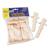 People-Shaped Wood Craft Sticks, 36/Pack