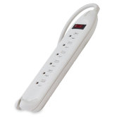 Powerstrip w/ Sliding Covers, 6 Outlets, 12' Cord, Putty