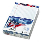 American Pride Writing Pad, Jr. Legal Rule, 8-1/2 x 11-3/4, White, 50-Sheet, 12 Pack