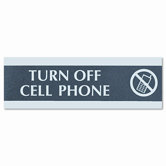 Century Series "Cell Phones Must Be Turned Off" Sign, 9 x 1/2 x 3, Black/Silver