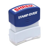 Stamp, Pre-inked, "Shred", 9/16"x1-11/16" Imp, Red