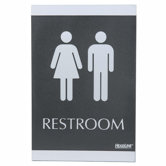 ADA Signs,"Restroom", Adhesive, 6"x9", Silver/Black