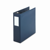 D-Ring Binder w/Label Holder, 4in Capacity, Navy