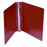 Suede Finish Vinyl Round Ring Binder, 2in Capacity, Red