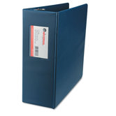 D-Ring Binder w/Label Holder, 4in Capacity, Navy