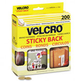 Sticky-Back Hook and Loop Dot Fasteners, Dispenser, 3/4", 200/Roll